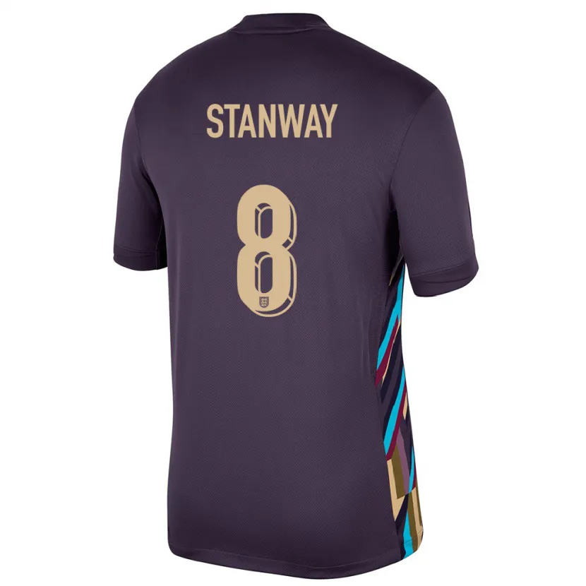 Danxen Kinderen Engeland Georgia Stanway #8 Donkere Rozijn Uitshirt Uittenue 24-26 T-Shirt