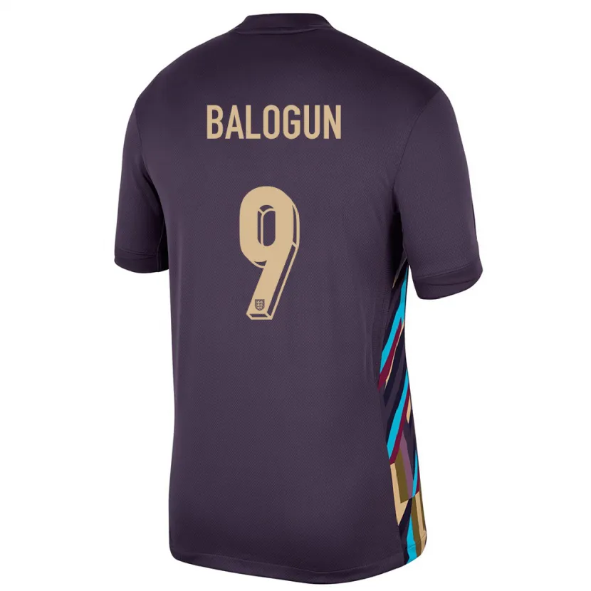 Danxen Kinderen Engeland Folarin Balogun #9 Donkere Rozijn Uitshirt Uittenue 24-26 T-Shirt
