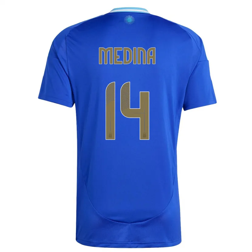Danxen Kinderen Argentinië Facundo Medina #14 Blauw Uitshirt Uittenue 24-26 T-Shirt