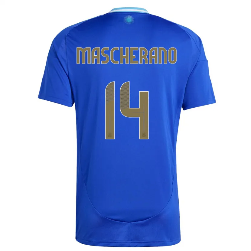 Danxen Kinderen Argentinië Javier Mascherano #14 Blauw Uitshirt Uittenue 24-26 T-Shirt