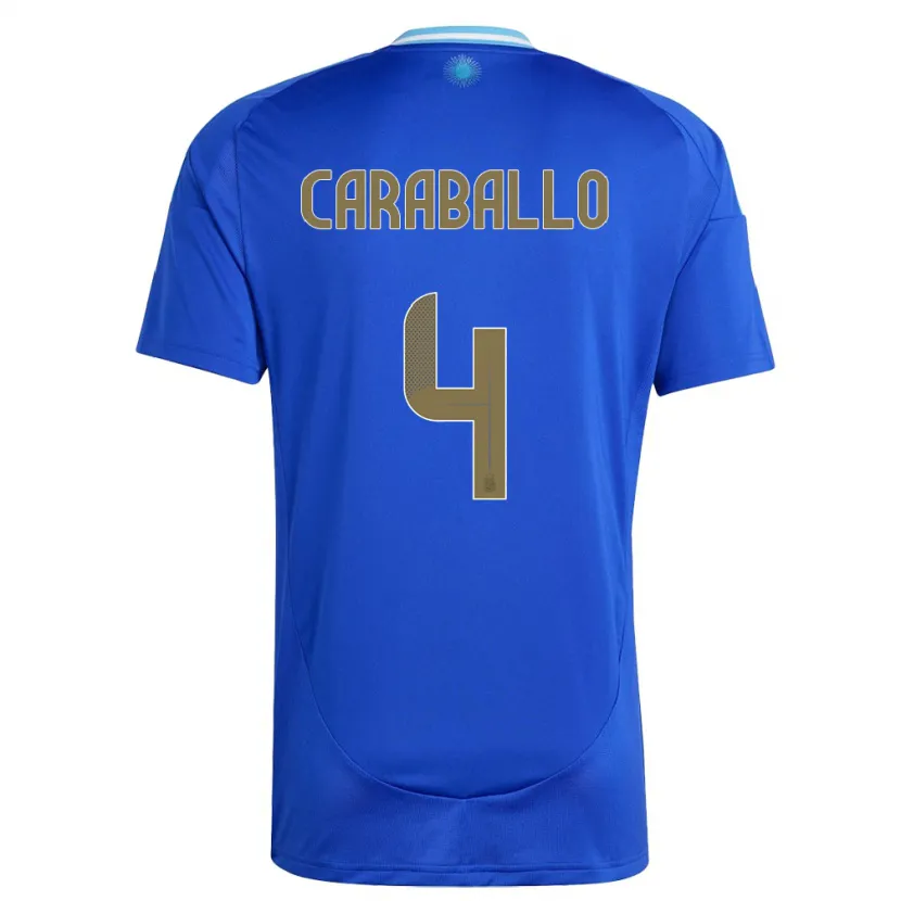 Danxen Kinderen Argentinië Brian Caraballo #4 Blauw Uitshirt Uittenue 24-26 T-Shirt