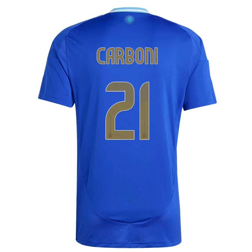 Danxen Kinderen Argentinië Valentin Carboni #21 Blauw Uitshirt Uittenue 24-26 T-Shirt