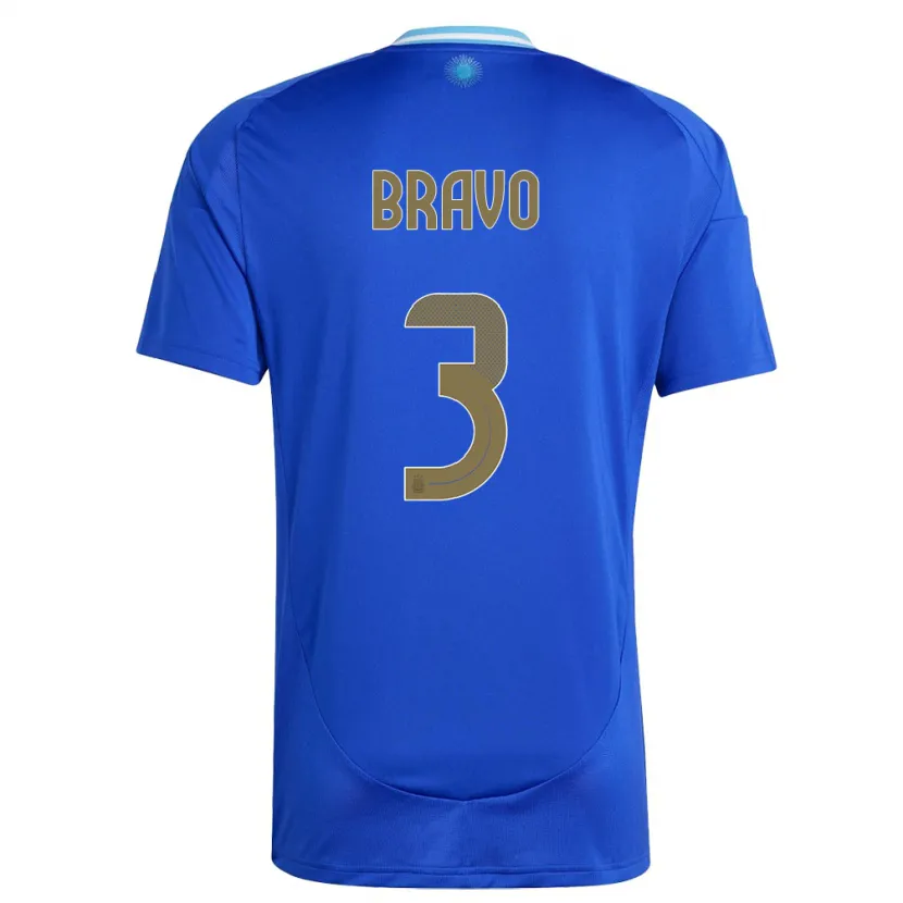 Danxen Kinderen Argentinië Claudio Bravo #3 Blauw Uitshirt Uittenue 24-26 T-Shirt