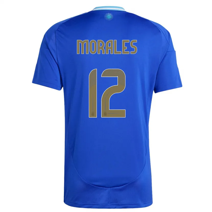 Danxen Kinderen Argentinië Lautaro Morales #12 Blauw Uitshirt Uittenue 24-26 T-Shirt
