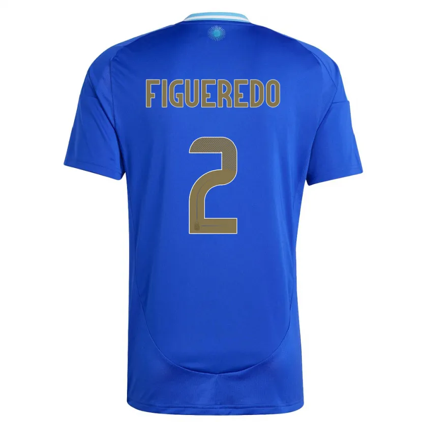 Danxen Kinderen Argentinië Leandro Figueredo #2 Blauw Uitshirt Uittenue 24-26 T-Shirt