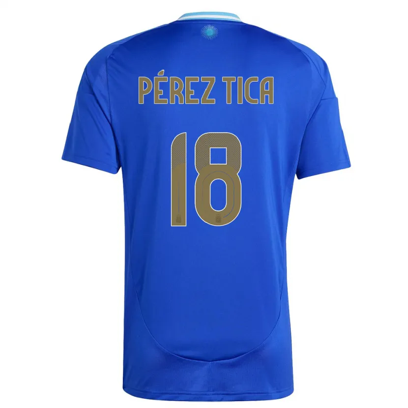 Danxen Kinderen Argentinië Jeremias Perez Tica #18 Blauw Uitshirt Uittenue 24-26 T-Shirt