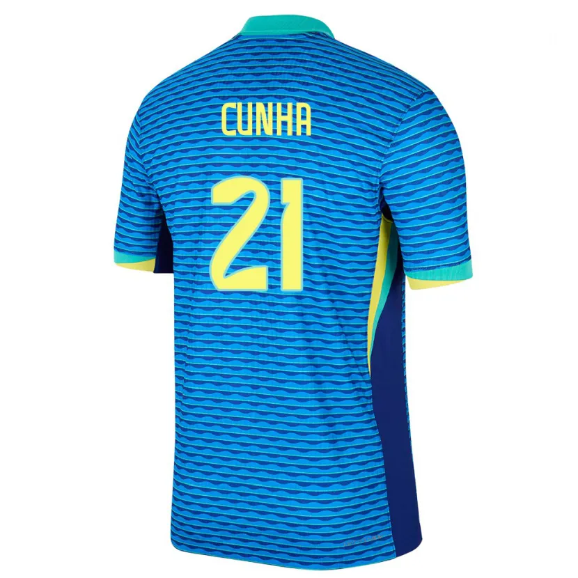 Danxen Kinderen Brazilië Matheus Cunha #21 Blauw Uitshirt Uittenue 24-26 T-Shirt