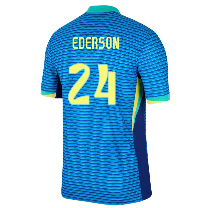 Danxen Kinderen Brazilië Ederson #24 Blauw Uitshirt Uittenue 24-26 T-Shirt
