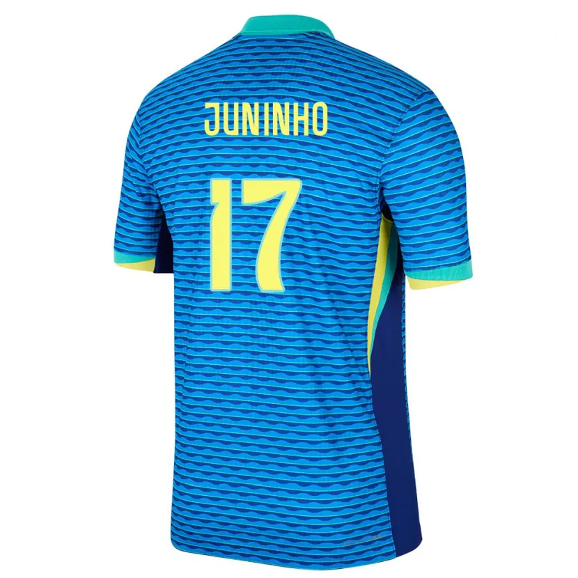 Danxen Kinderen Brazilië Juninho #17 Blauw Uitshirt Uittenue 24-26 T-Shirt