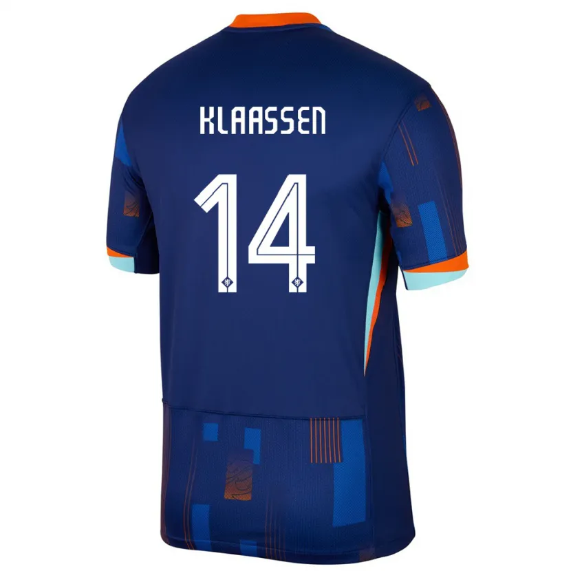 Danxen Kinderen Nederland Davy Klaassen #14 Blauw Uitshirt Uittenue 24-26 T-Shirt