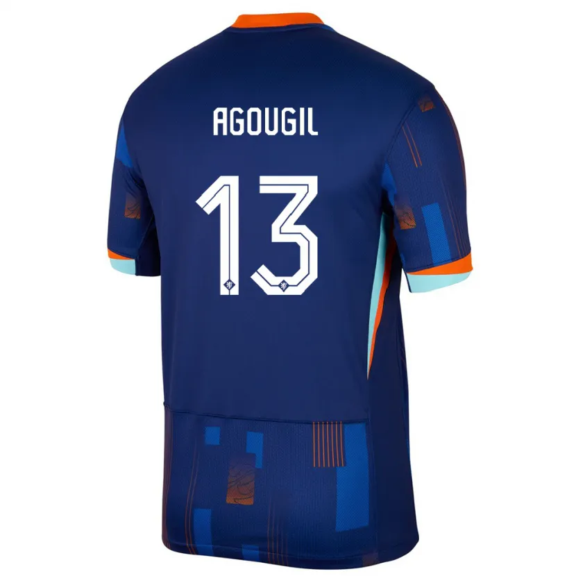 Danxen Kinderen Nederland Oualid Agougil #13 Blauw Uitshirt Uittenue 24-26 T-Shirt