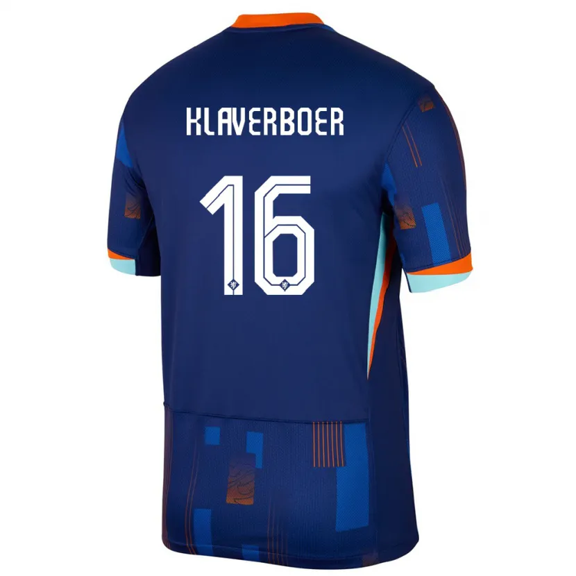 Danxen Kinderen Nederland Bernt Klaverboer #16 Blauw Uitshirt Uittenue 24-26 T-Shirt
