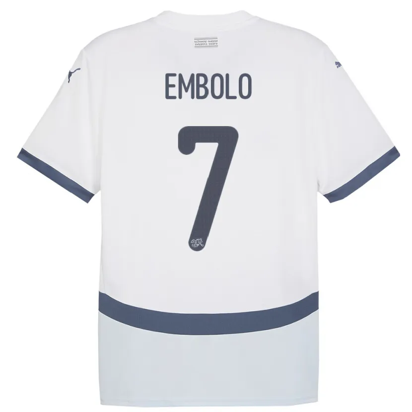 Danxen Kinderen Zwitserland Breel Embolo #7 Wit Uitshirt Uittenue 24-26 T-Shirt