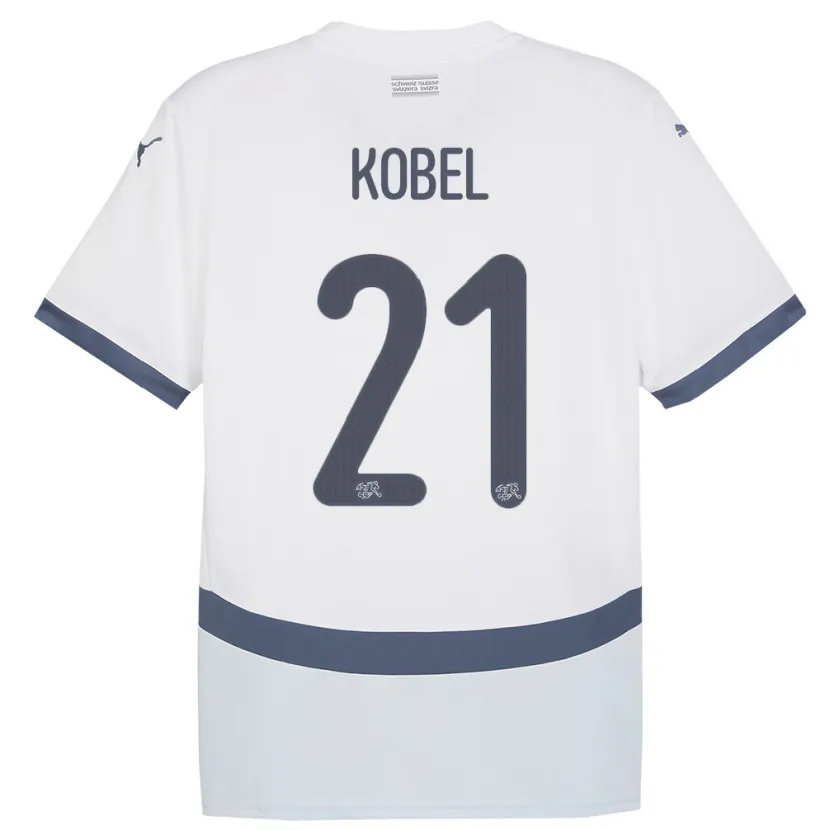 Danxen Kinderen Zwitserland Gregor Kobel #21 Wit Uitshirt Uittenue 24-26 T-Shirt