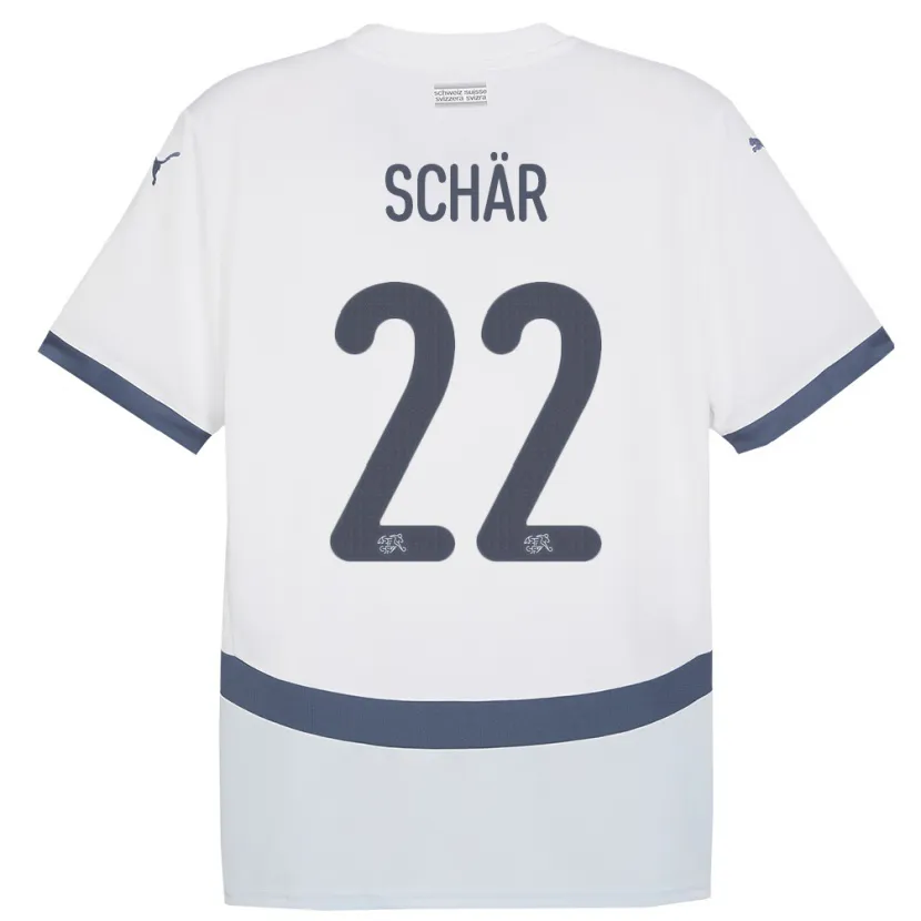 Danxen Kinderen Zwitserland Fabian Schar #22 Wit Uitshirt Uittenue 24-26 T-Shirt