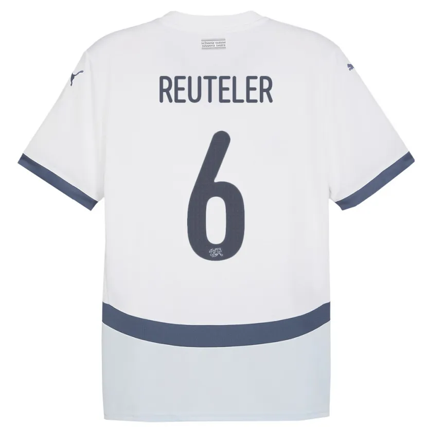 Danxen Kinderen Zwitserland Geraldine Reuteler #6 Wit Uitshirt Uittenue 24-26 T-Shirt
