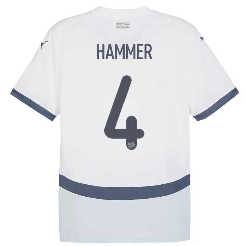 Danxen Kinderen Zwitserland Pascal Hammer #4 Wit Uitshirt Uittenue 24-26 T-Shirt