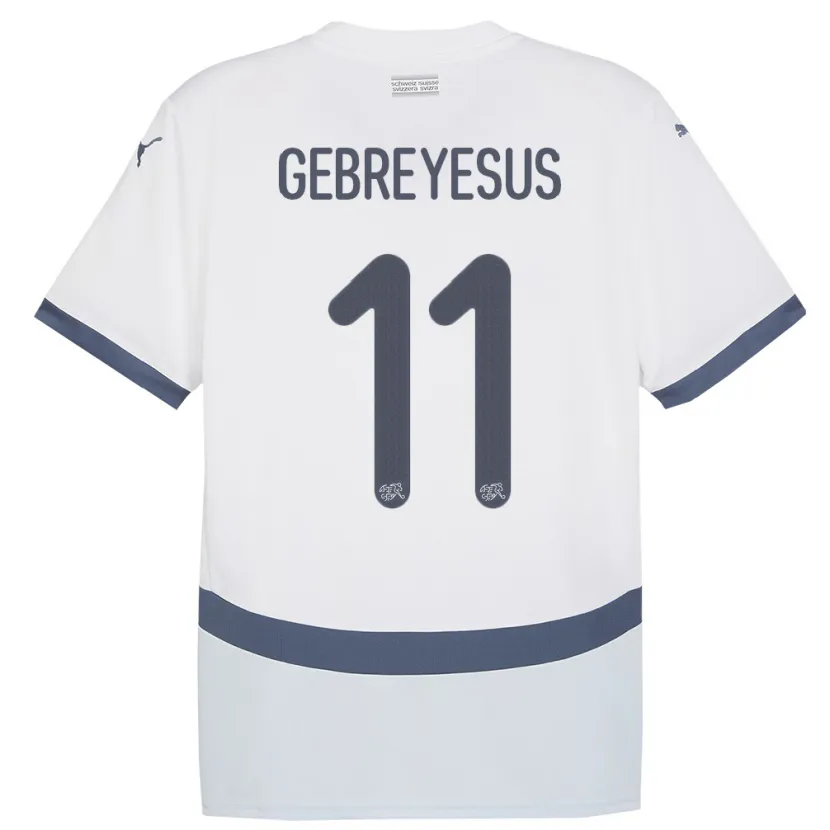 Danxen Kinderen Zwitserland Esey Gebreyesus #11 Wit Uitshirt Uittenue 24-26 T-Shirt