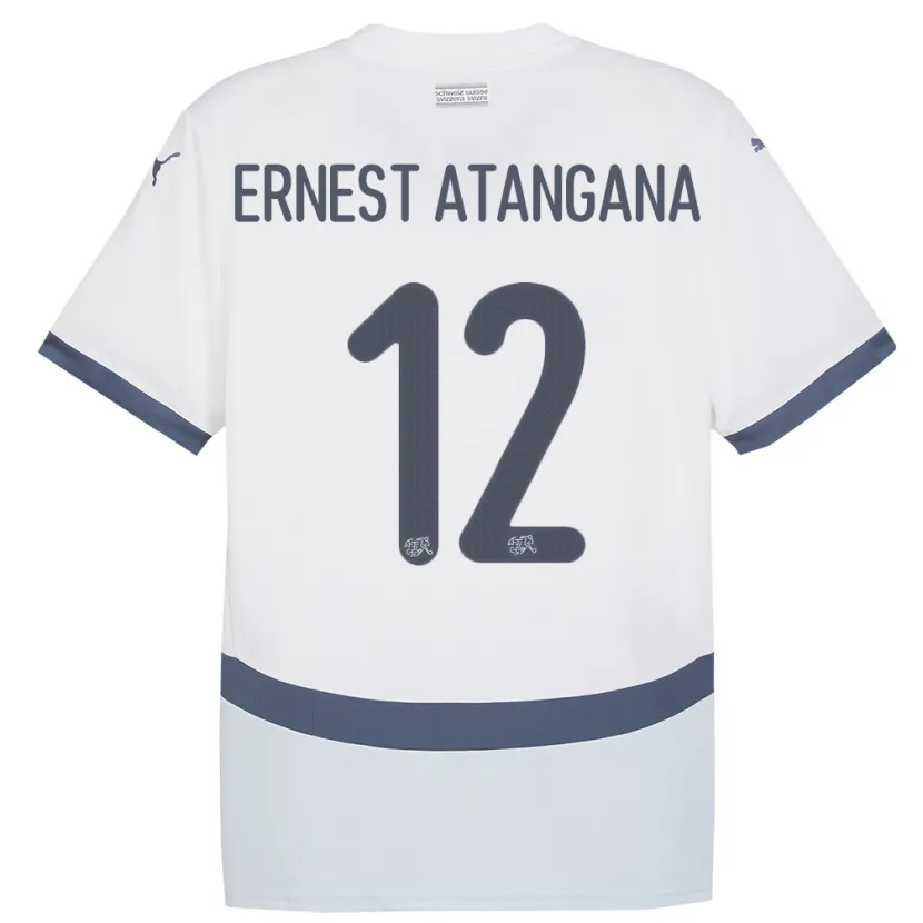 Danxen Kinderen Zwitserland Brian Ernest Atangana #12 Wit Uitshirt Uittenue 24-26 T-Shirt