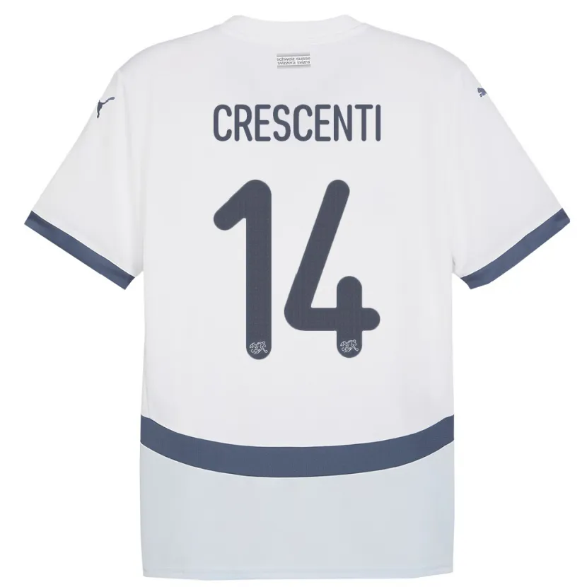 Danxen Kinderen Zwitserland Federico Crescenti #14 Wit Uitshirt Uittenue 24-26 T-Shirt