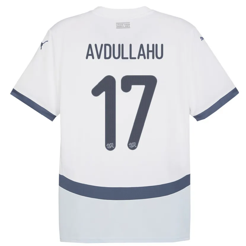 Danxen Kinderen Zwitserland Leon Avdullahu #17 Wit Uitshirt Uittenue 24-26 T-Shirt