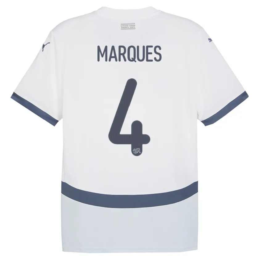 Danxen Kinderen Zwitserland Christian Marques #4 Wit Uitshirt Uittenue 24-26 T-Shirt