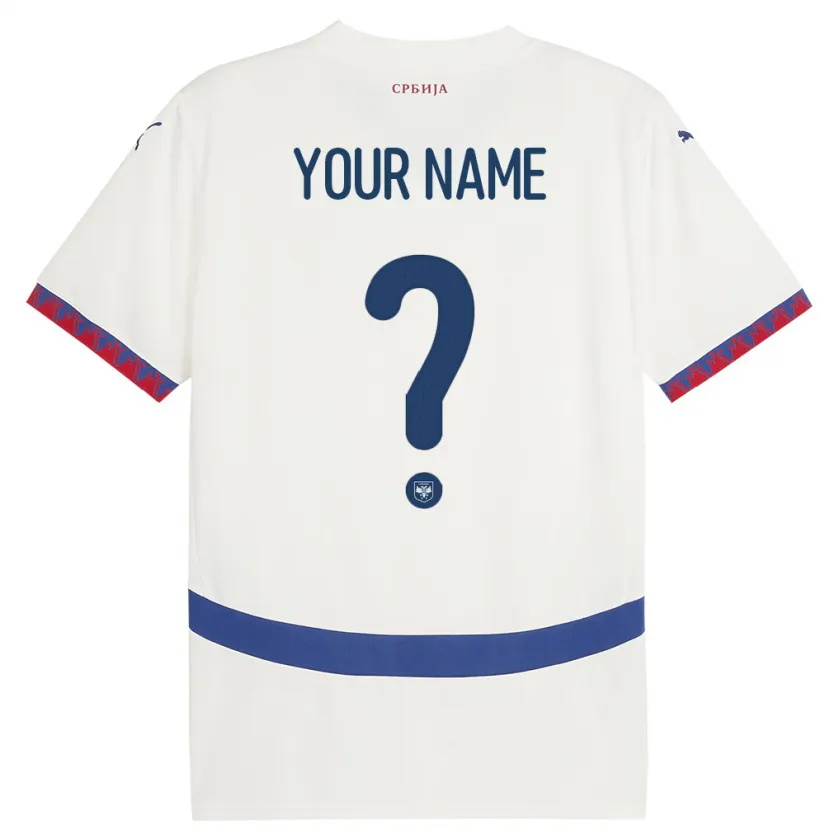 Danxen Kinderen Servië Uw Naam #0 Wit Uitshirt Uittenue 24-26 T-Shirt