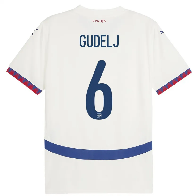 Danxen Kinderen Servië Nemanja Gudelj #6 Wit Uitshirt Uittenue 24-26 T-Shirt