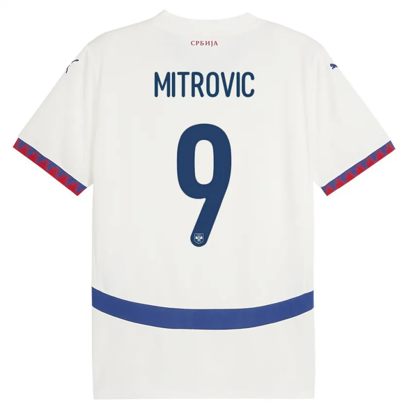 Danxen Kinderen Servië Aleksandar Mitrovic #9 Wit Uitshirt Uittenue 24-26 T-Shirt