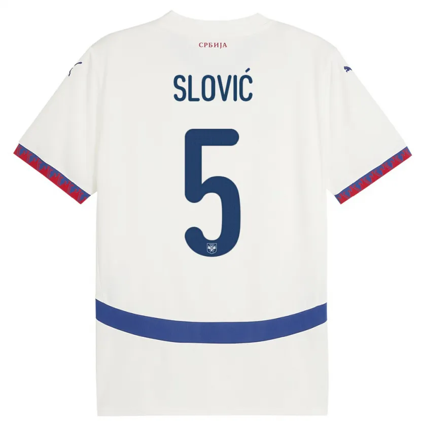 Danxen Kinderen Servië Violeta Slovic #5 Wit Uitshirt Uittenue 24-26 T-Shirt