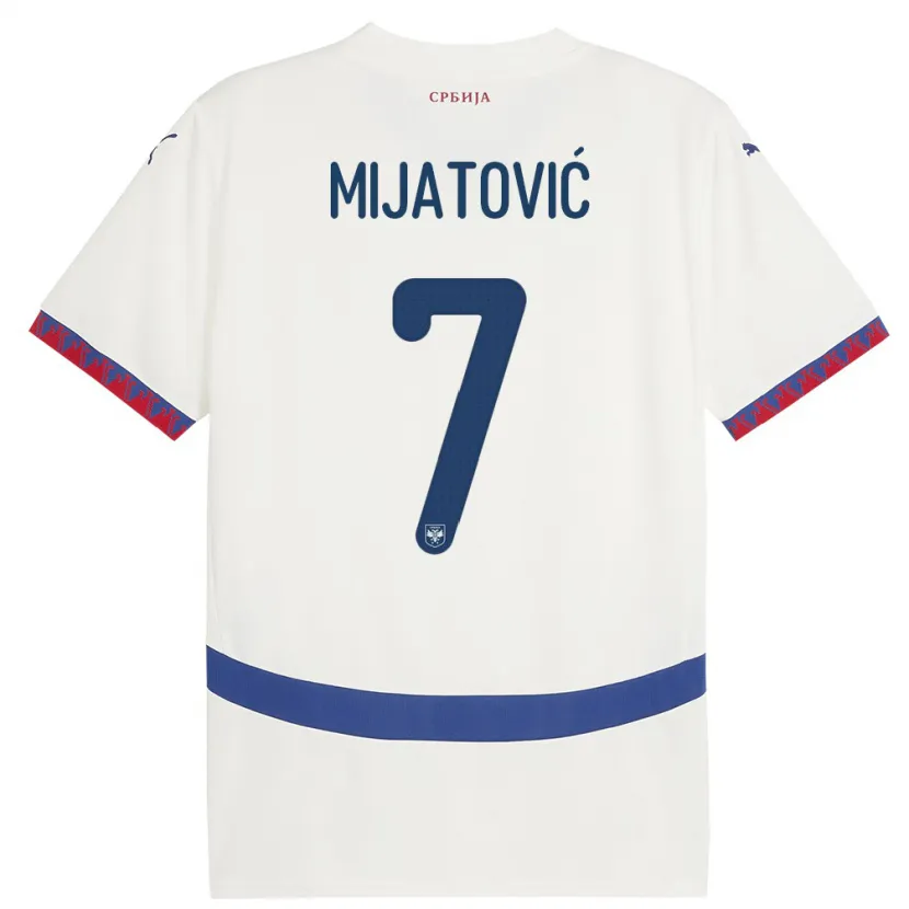 Danxen Kinderen Servië Milica Mijatovic #7 Wit Uitshirt Uittenue 24-26 T-Shirt