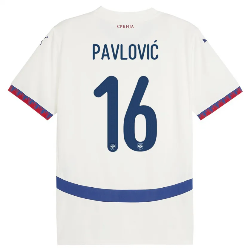 Danxen Kinderen Servië Sara Pavlovic #16 Wit Uitshirt Uittenue 24-26 T-Shirt
