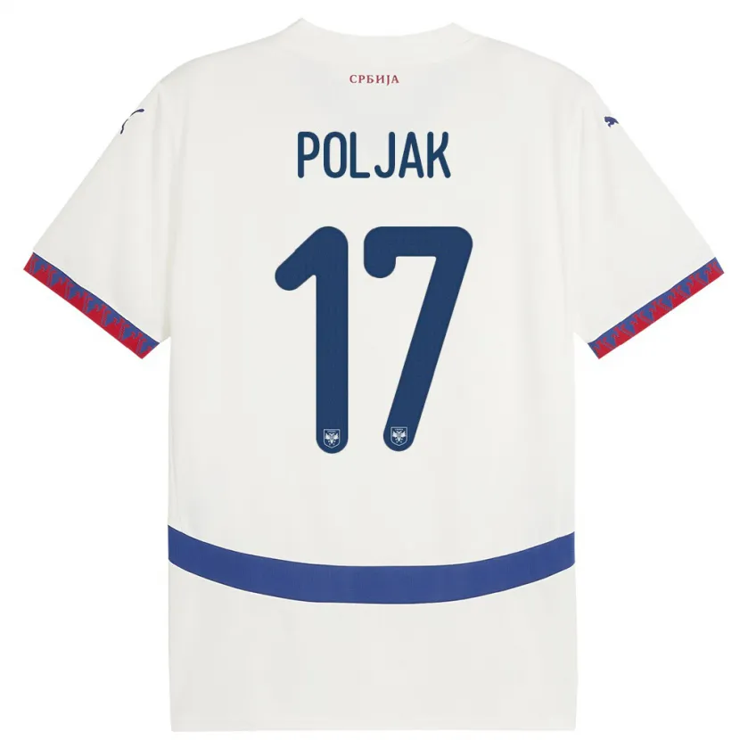 Danxen Kinderen Servië Allegra Poljak #17 Wit Uitshirt Uittenue 24-26 T-Shirt