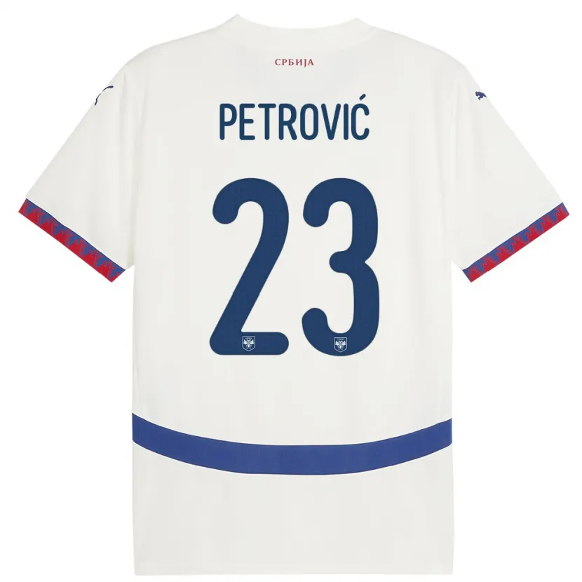 Danxen Kinderen Servië Jovana Petrovic #23 Wit Uitshirt Uittenue 24-26 T-Shirt