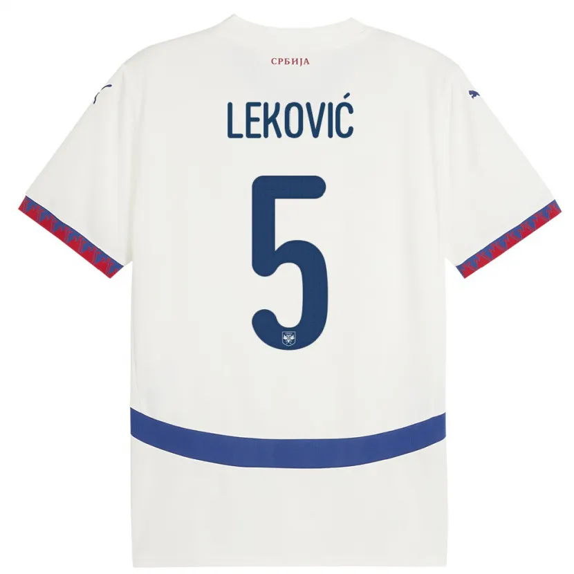 Danxen Kinderen Servië Stefan Lekovic #5 Wit Uitshirt Uittenue 24-26 T-Shirt