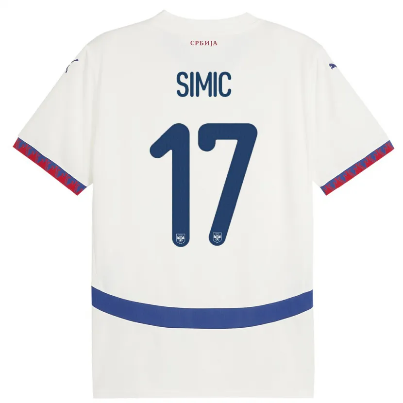 Danxen Kinderen Servië Jan Carlo Simic #17 Wit Uitshirt Uittenue 24-26 T-Shirt