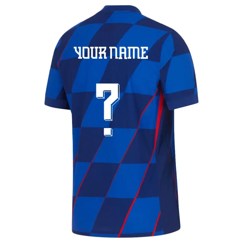 Danxen Kinderen Kroatië Uw Naam #0 Blauw Uitshirt Uittenue 24-26 T-Shirt