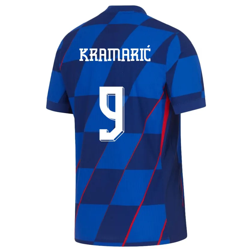 Danxen Kinderen Kroatië Andrej Kramaric #9 Blauw Uitshirt Uittenue 24-26 T-Shirt