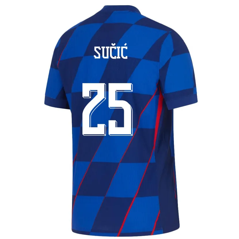 Danxen Kinderen Kroatië Luka Sucic #25 Blauw Uitshirt Uittenue 24-26 T-Shirt