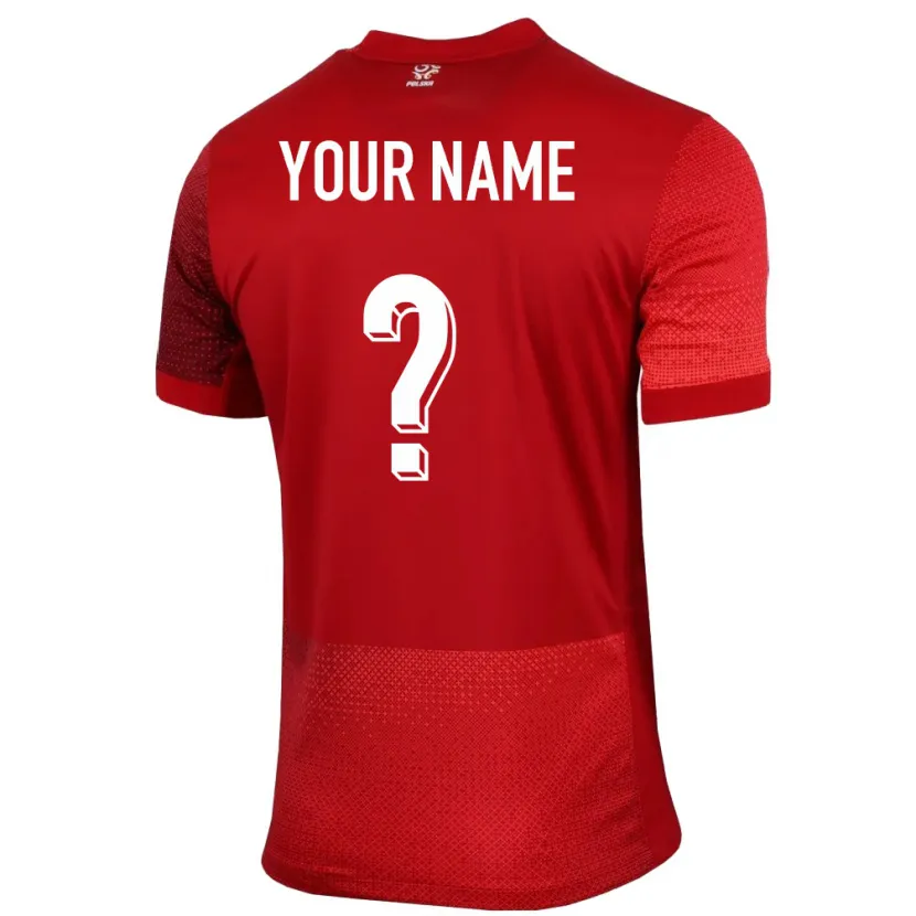 Danxen Kinderen Polen Uw Naam #0 Rood Uitshirt Uittenue 24-26 T-Shirt