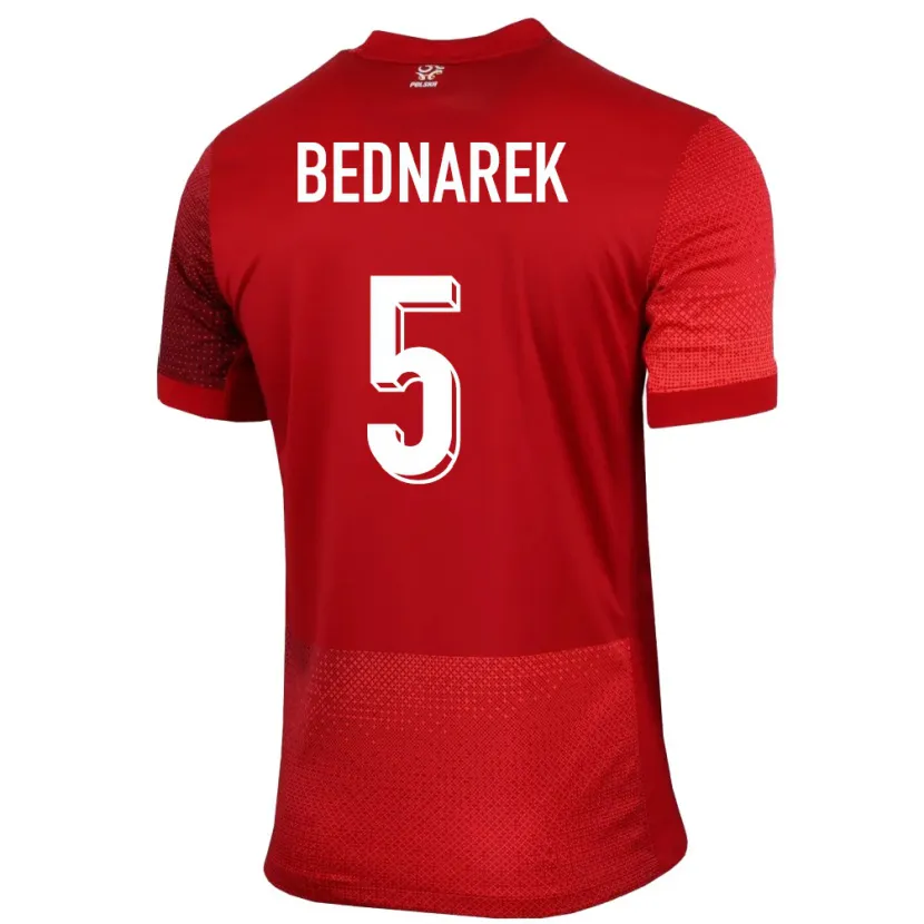 Danxen Kinderen Polen Jan Bednarek #5 Rood Uitshirt Uittenue 24-26 T-Shirt