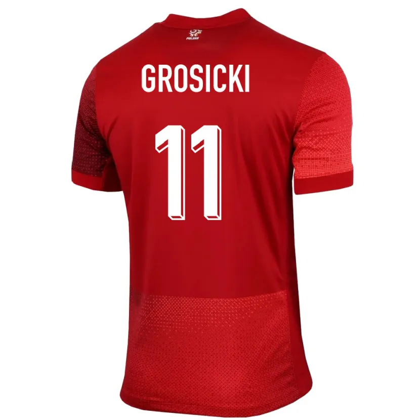 Danxen Kinderen Polen Kamil Grosicki #11 Rood Uitshirt Uittenue 24-26 T-Shirt