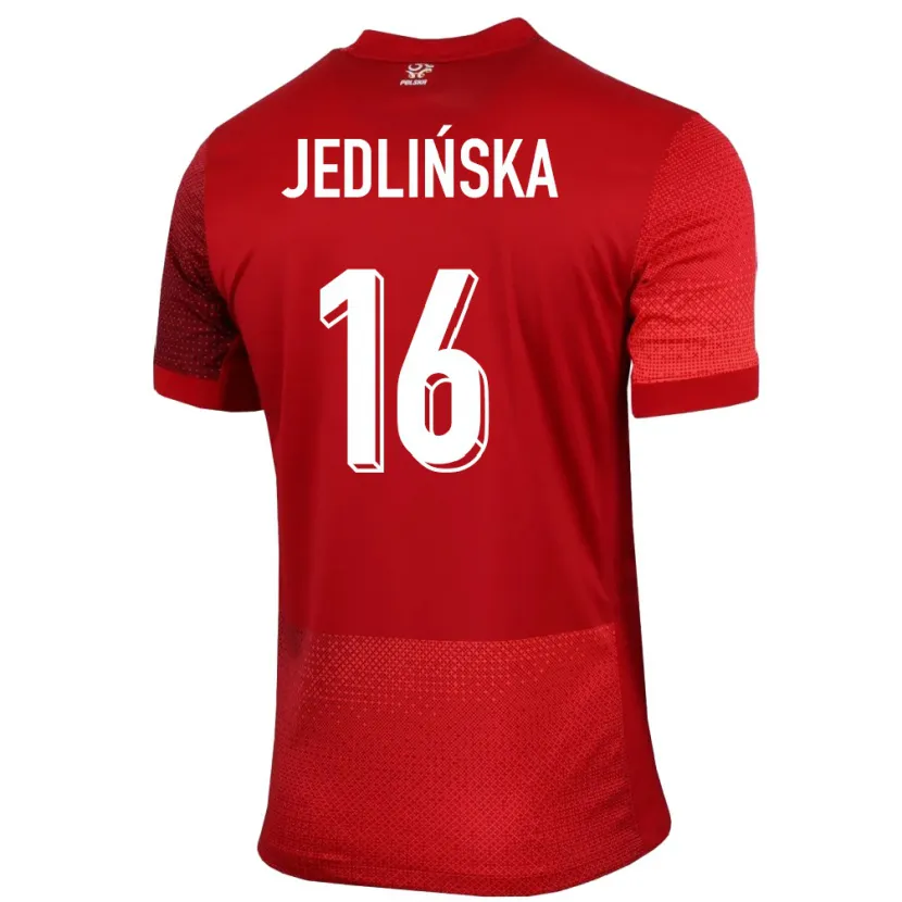 Danxen Kinderen Polen Klaudia Jedlinska #16 Rood Uitshirt Uittenue 24-26 T-Shirt