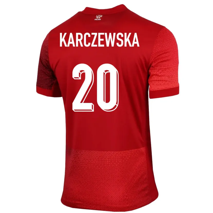 Danxen Kinderen Polen Nikola Karczewska #20 Rood Uitshirt Uittenue 24-26 T-Shirt
