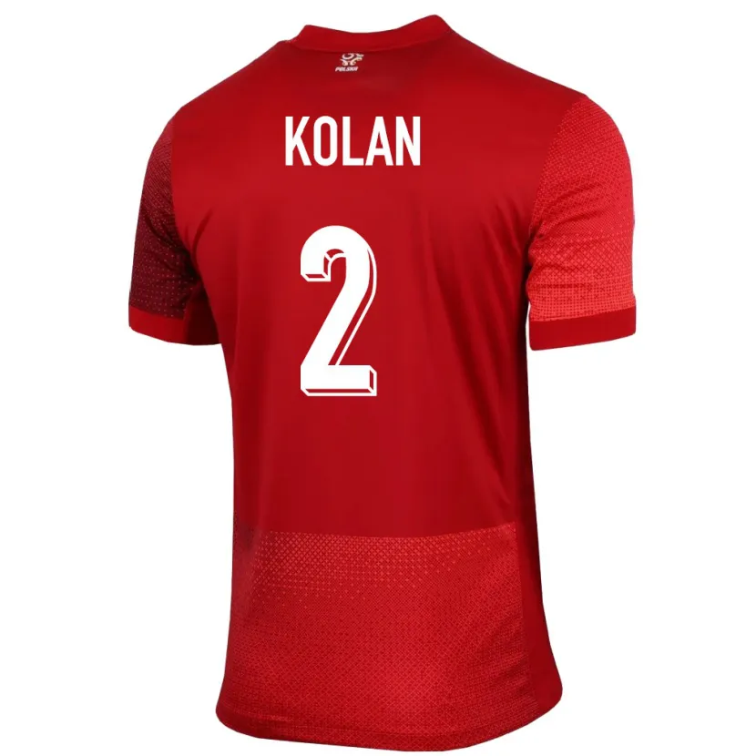 Danxen Kinderen Polen Jakub Kolan #2 Rood Uitshirt Uittenue 24-26 T-Shirt