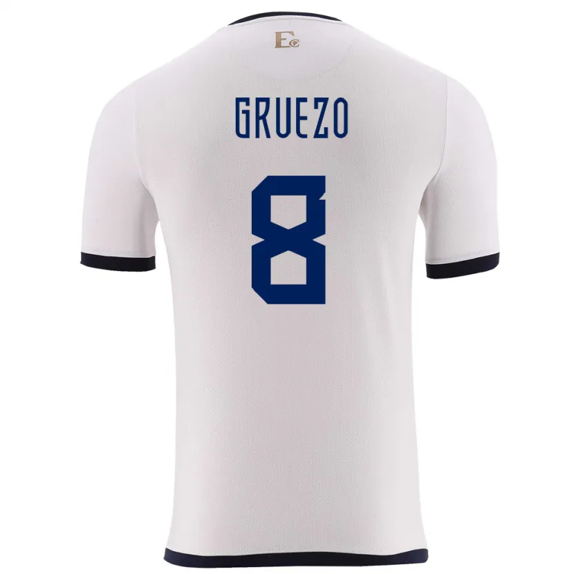 Danxen Kinderen Ecuador Carlos Gruezo #8 Wit Uitshirt Uittenue 24-26 T-Shirt
