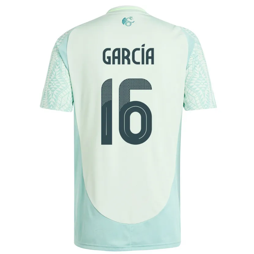 Danxen Kinderen Mexico Uziel Garcia #16 Linnen Groen Uitshirt Uittenue 24-26 T-Shirt
