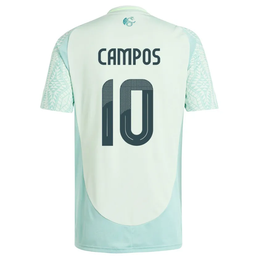 Danxen Kinderen Mexico Karel Campos #10 Linnen Groen Uitshirt Uittenue 24-26 T-Shirt
