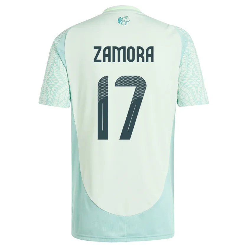 Danxen Kinderen Mexico Saul Zamora #17 Linnen Groen Uitshirt Uittenue 24-26 T-Shirt