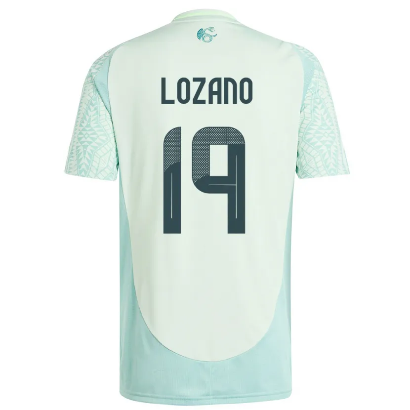 Danxen Kinderen Mexico Esteban Lozano #19 Linnen Groen Uitshirt Uittenue 24-26 T-Shirt